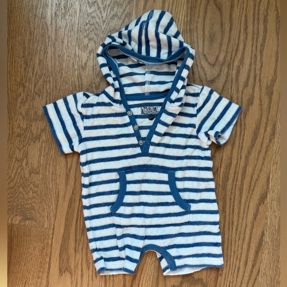 Striped terry cloth romper size 3-6 months